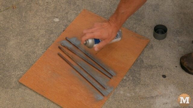spray paining rusted metal corner pins
