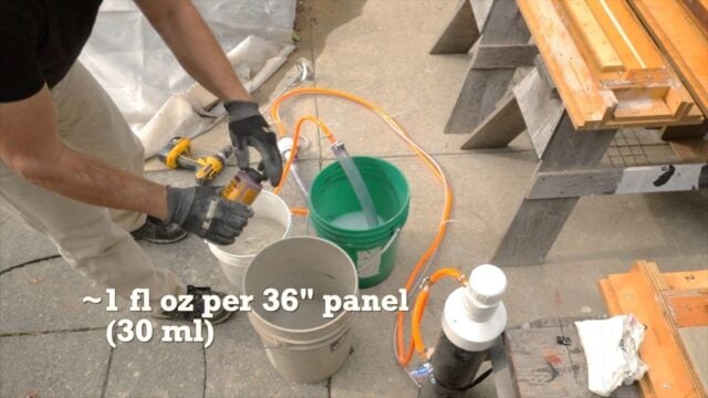 adding concrete colour dye tint to the wet concrete